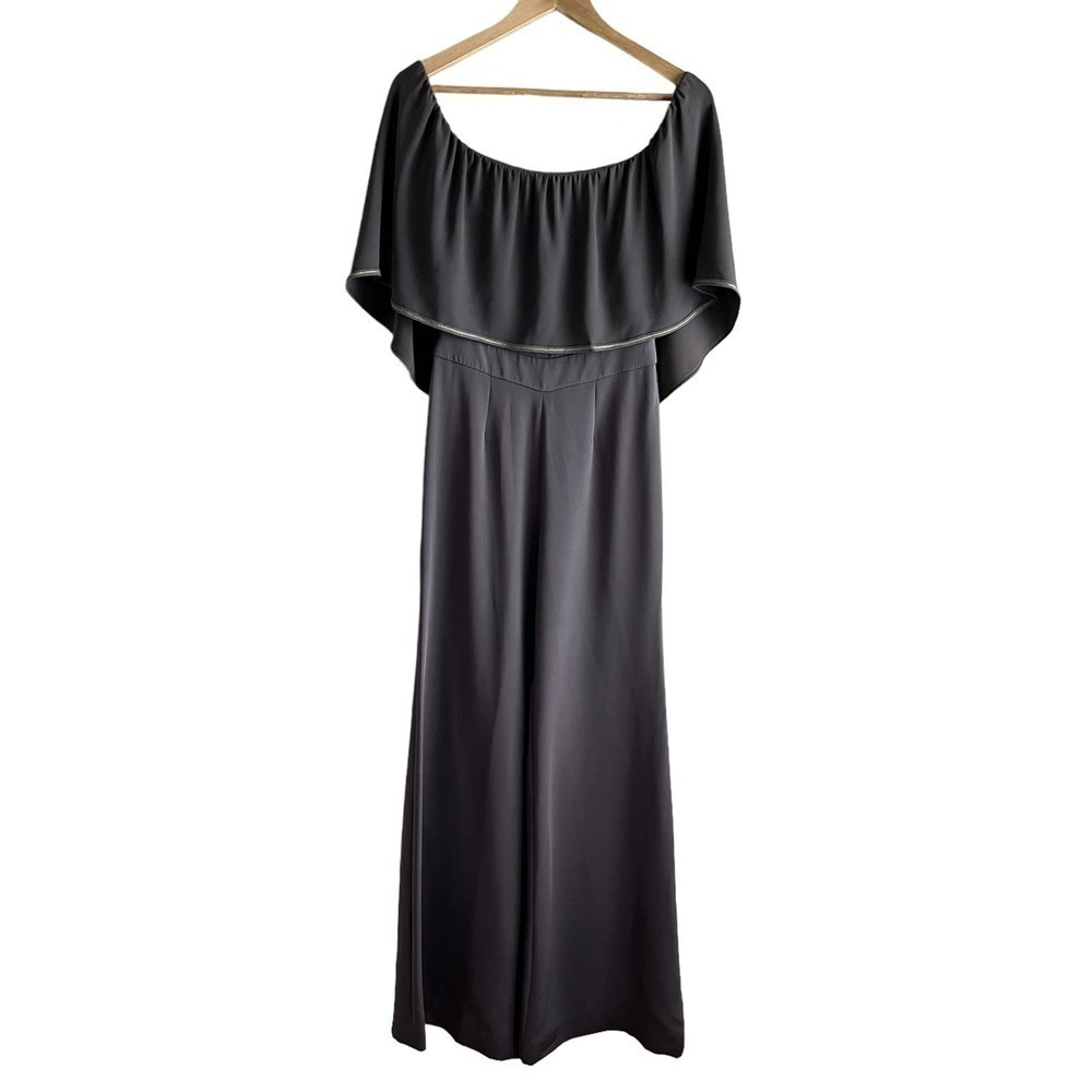 Haney Off-the-Shoulder Wide Leg Jumpsuit in Taupe, Size 4‎